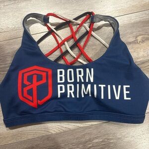 Born Primitive Navy Sports Bra with Red and White Straps